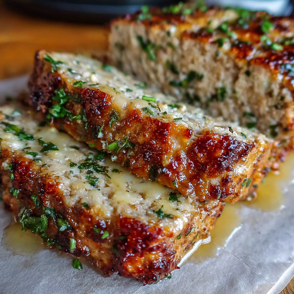 A slice of bread with cheese and herbs on it.