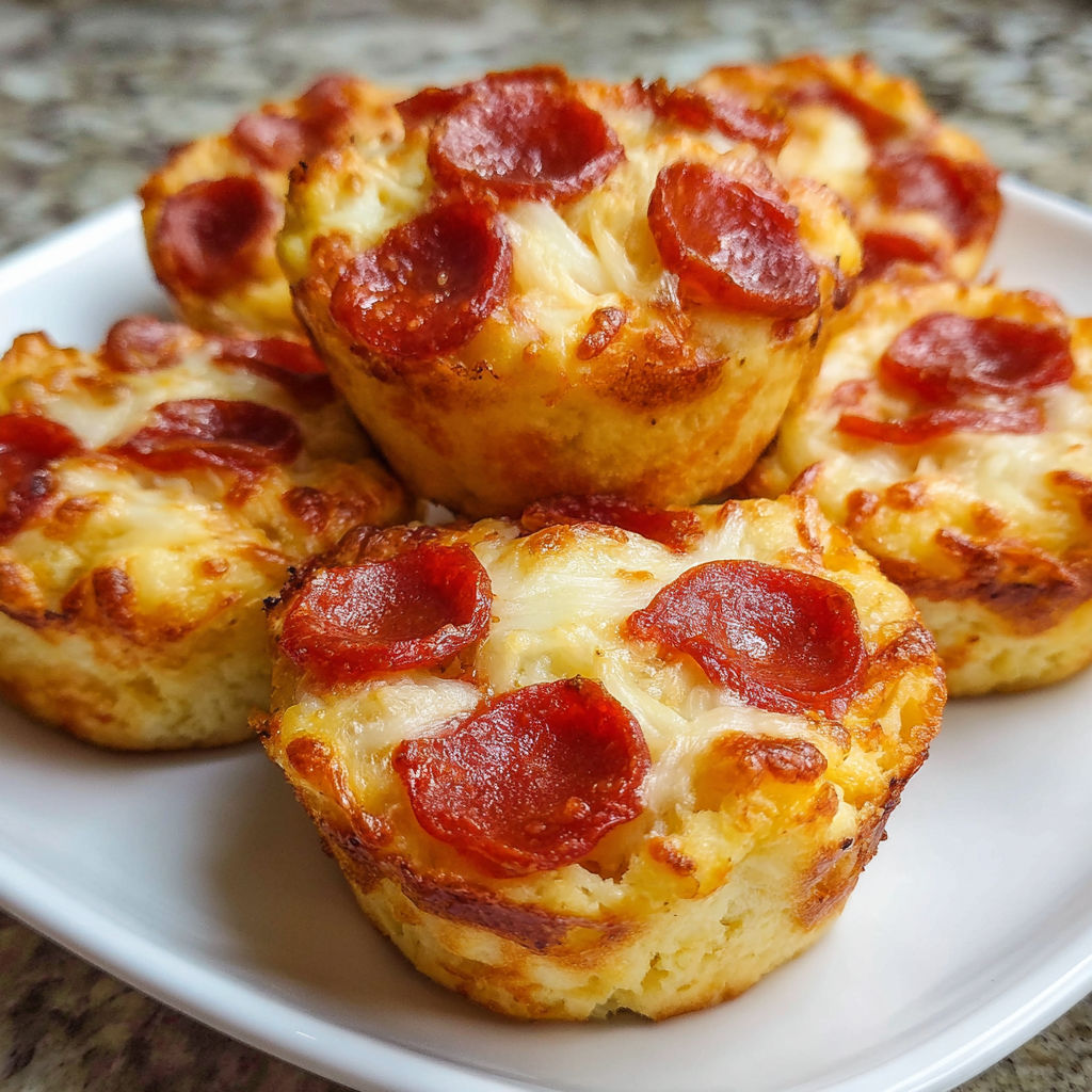 A plate of mini pizzas with pepperoni and cheese toppings.