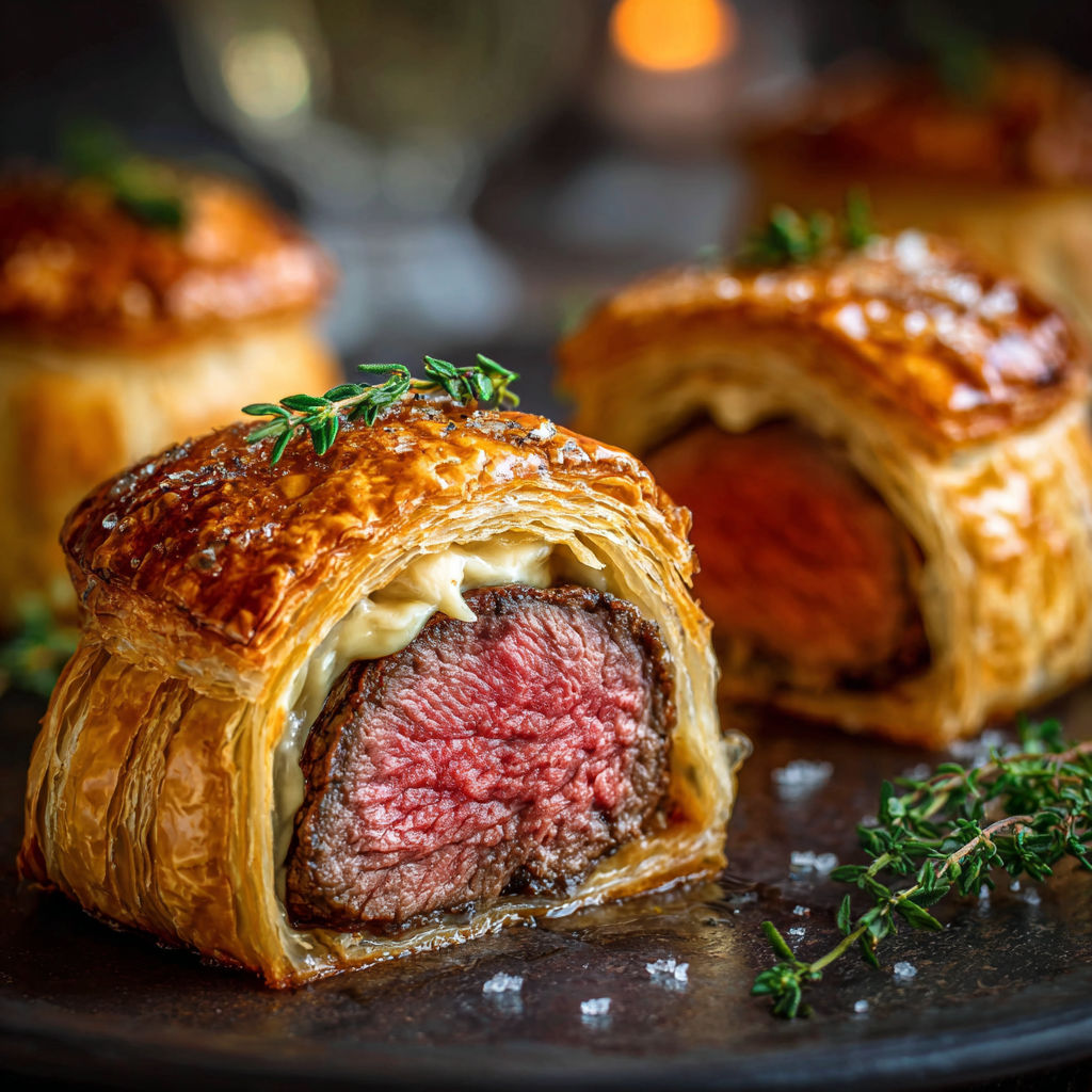 Mini beef wellingtons are a delicious and convenient meal option, featuring a juicy steak inside a flaky pastry.