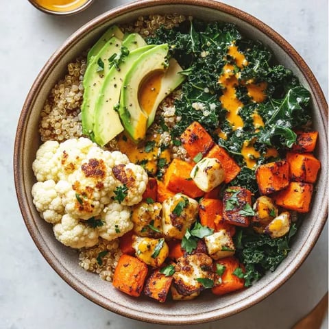 A bowl of food with a variety of ingredients.