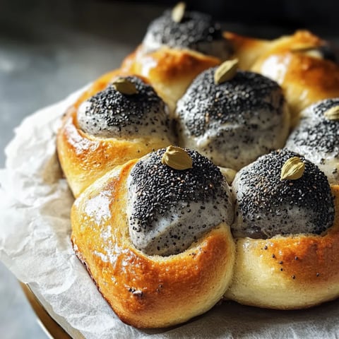 A plate of bread with seeds on top.