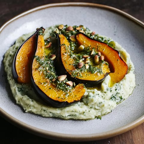 A plate of food with a slice of eggplant and a slice of squash.
