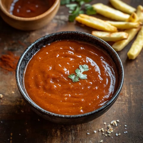 A bowl of tomato sauce with a spoon.