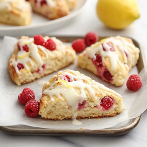 A plate of raspberry and lemon scones.