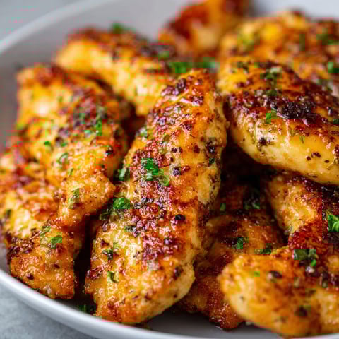 A plate of air fryer chicken tenderloins with herbs and spices, ready to be cooked.
