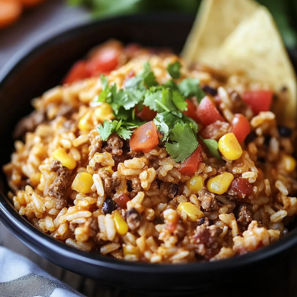 Close-up Taco Rice Recipe