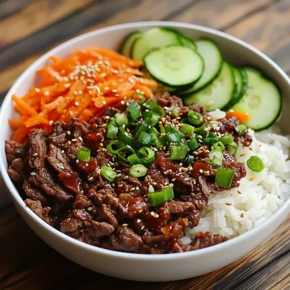 Close-up Korean Beef Bowl Recipe