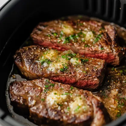 Juicy Air Fryer Steak with Garlic Butter