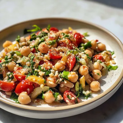 Close-up Mediterranean Chickpea Salad Recipe