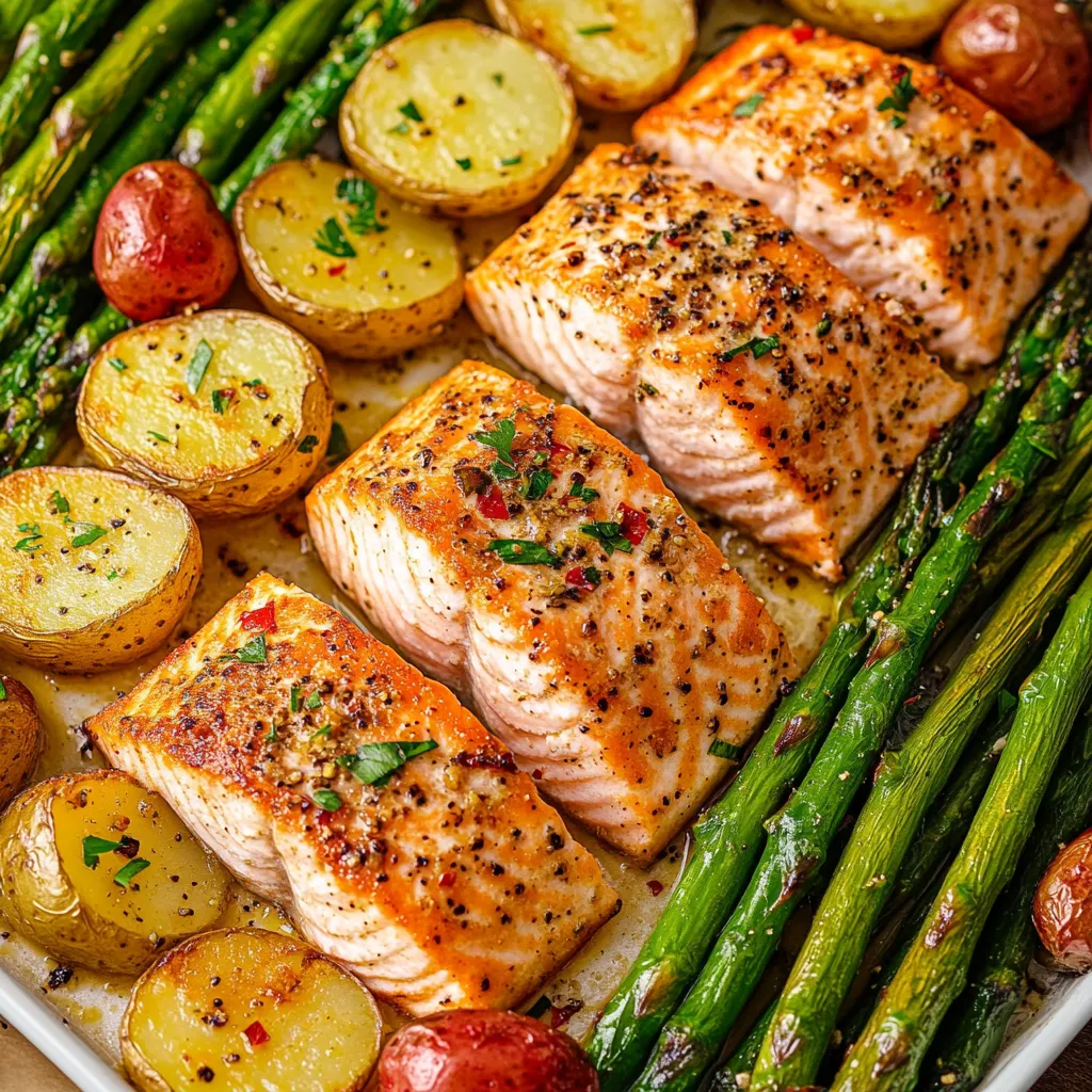 Sheet Pan Salmon and Asparagus with Potatoes