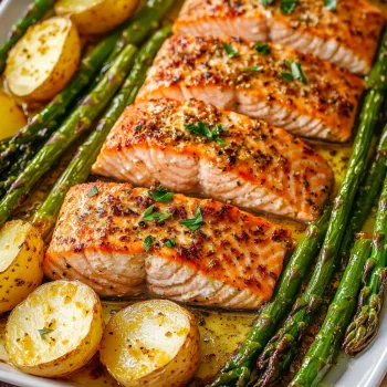 Savory Sheet Pan Salmon and Asparagus with Potatoes