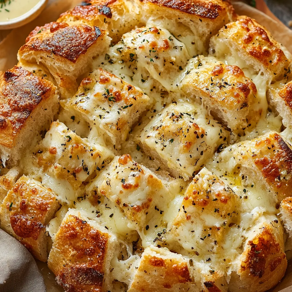 Cheesy Pull Apart Garlic Bread with Dipping Sauce Recipe