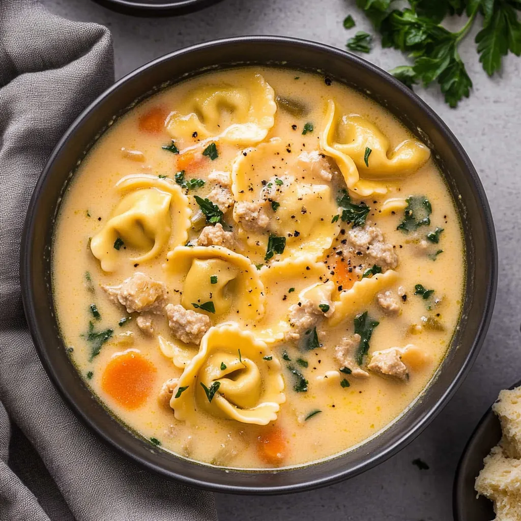 Warm Creamy Crockpot Tortellini Soup Recipe