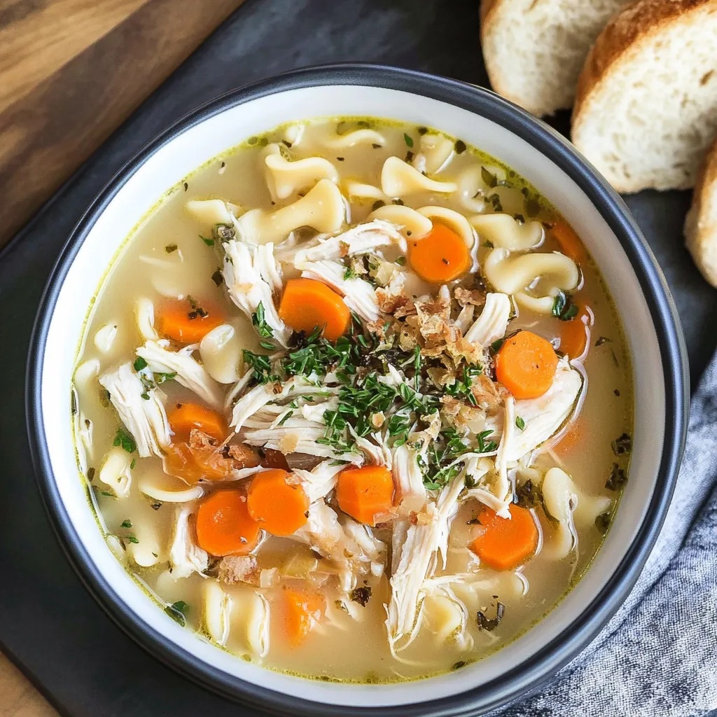 Close-up Crockpot Chicken Noodle Soup