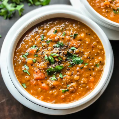 Close-up Crockpot Lentil Soup