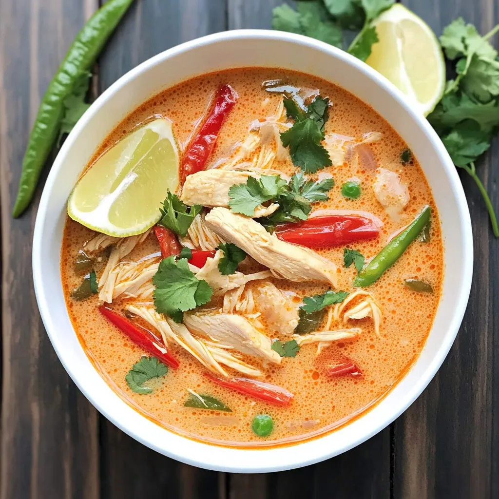 Close-up Slow Cooker Chicken Thai Soup Recipe