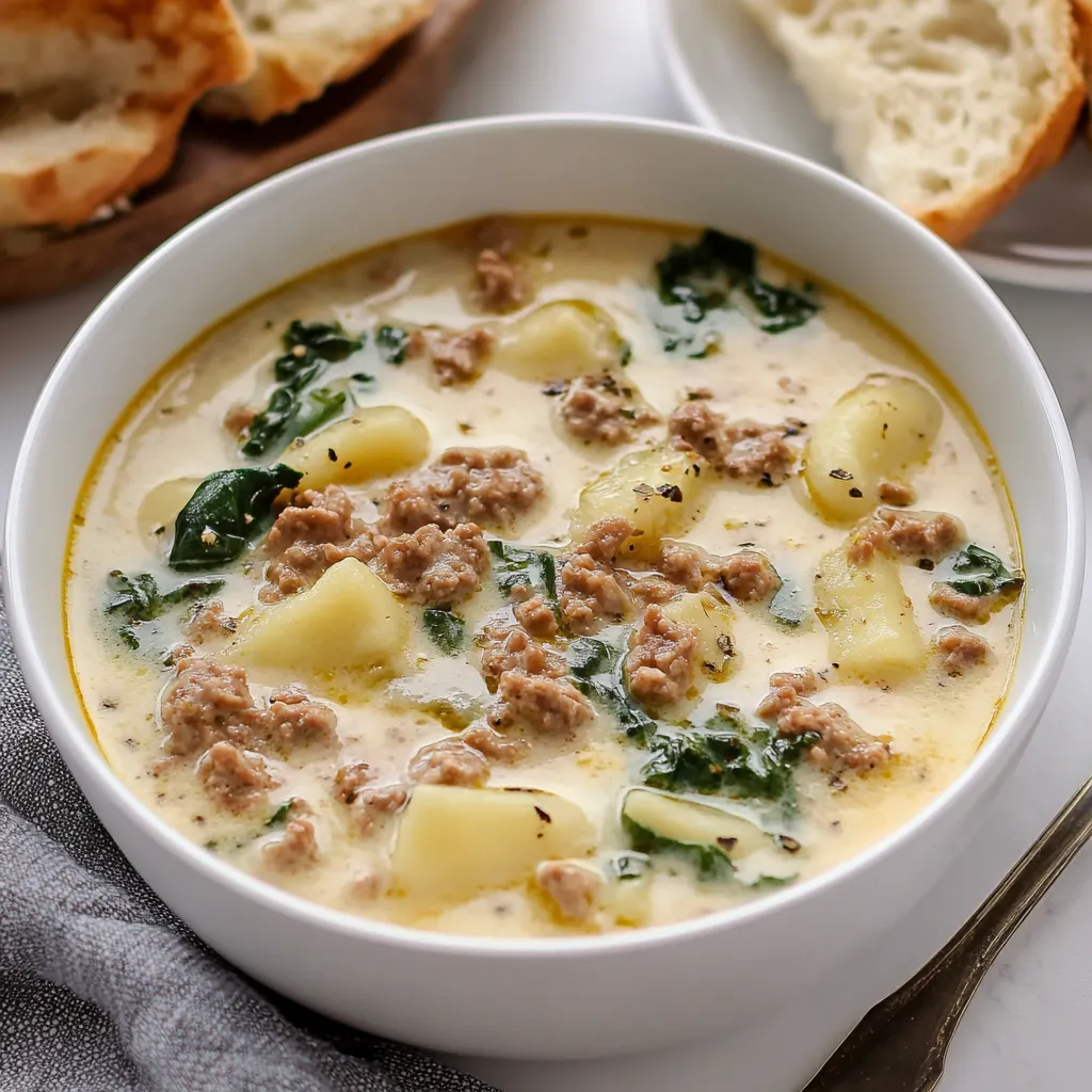 Close-up Crockpot Zuppa Toscana Recipe