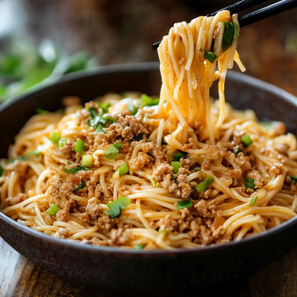 Mongolian Noodles with Ground Beef