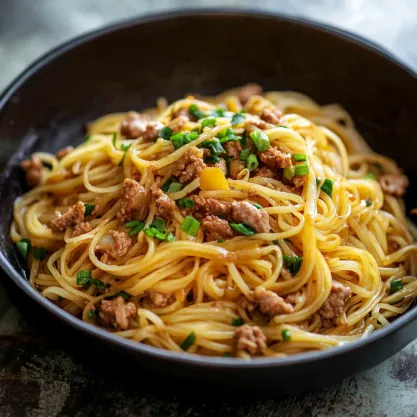 Flavorful Mongolian Noodles with Ground Beef