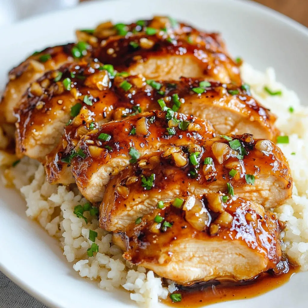 Close-up Honey Garlic Chicken Breasts Recipe