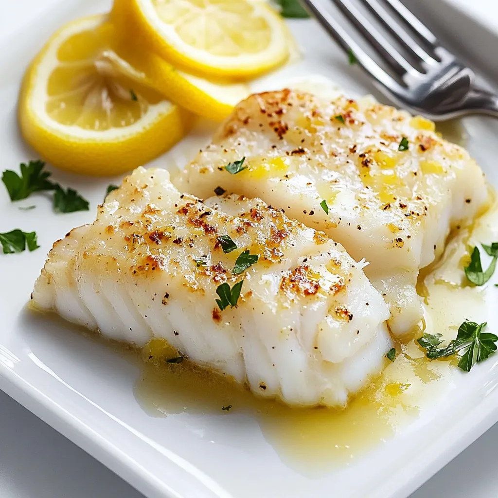 Close-up Lemon Butter Baked Cod Recipe