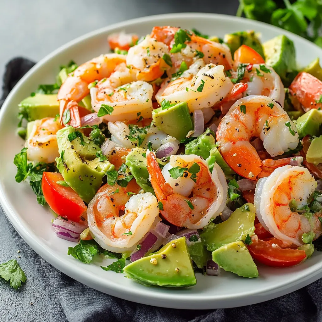 Close-up Shrimp Avocado Salad Recipe