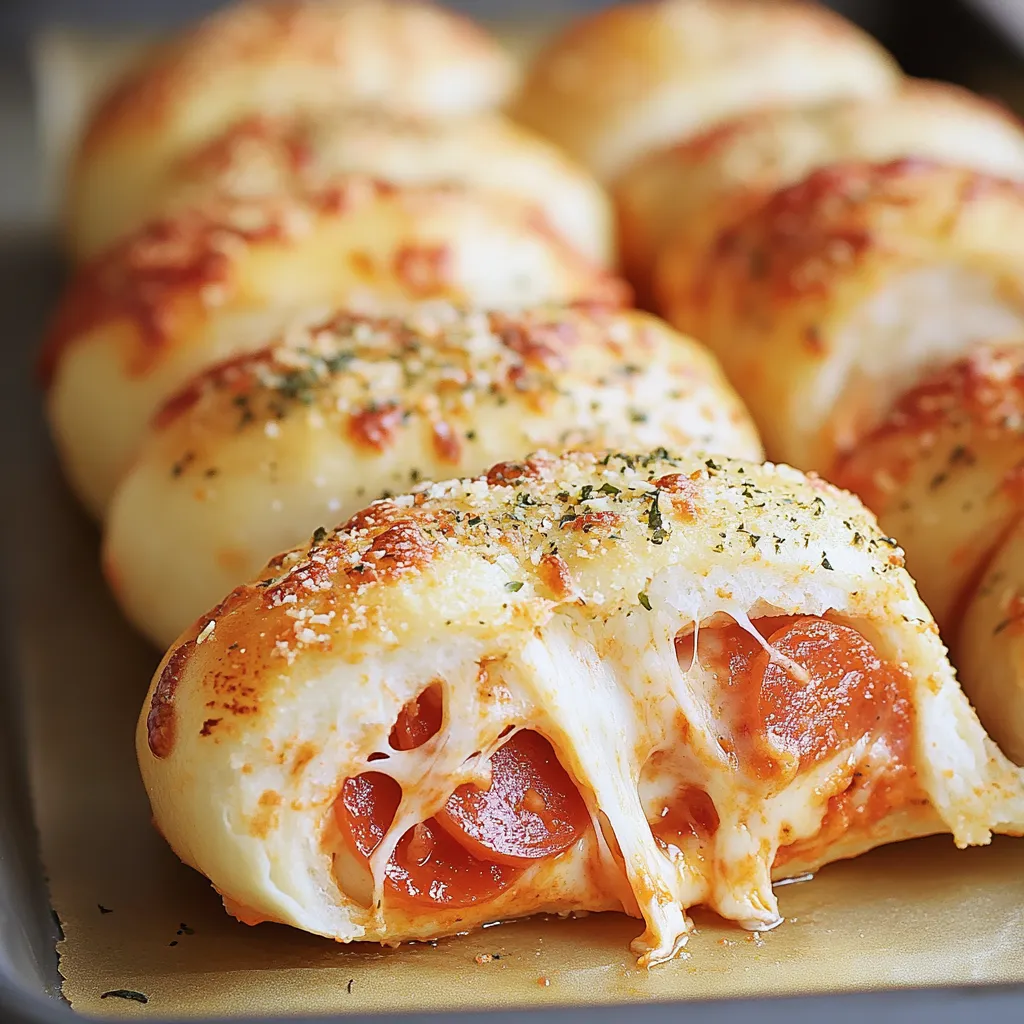 Close-up Cheesy Pepperoni Bread Recipe