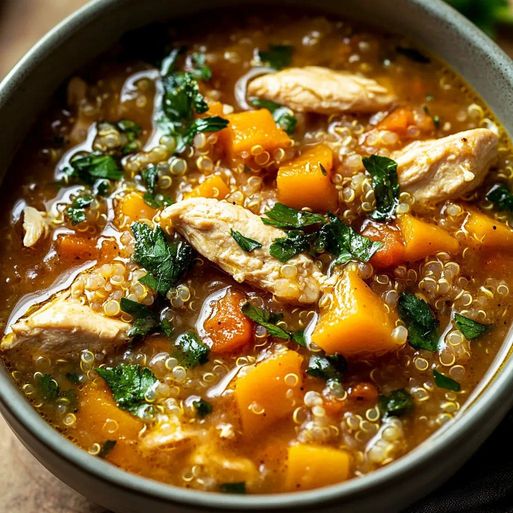 Close-up Chicken Stew with Quinoa and Butternut Squash Recipe