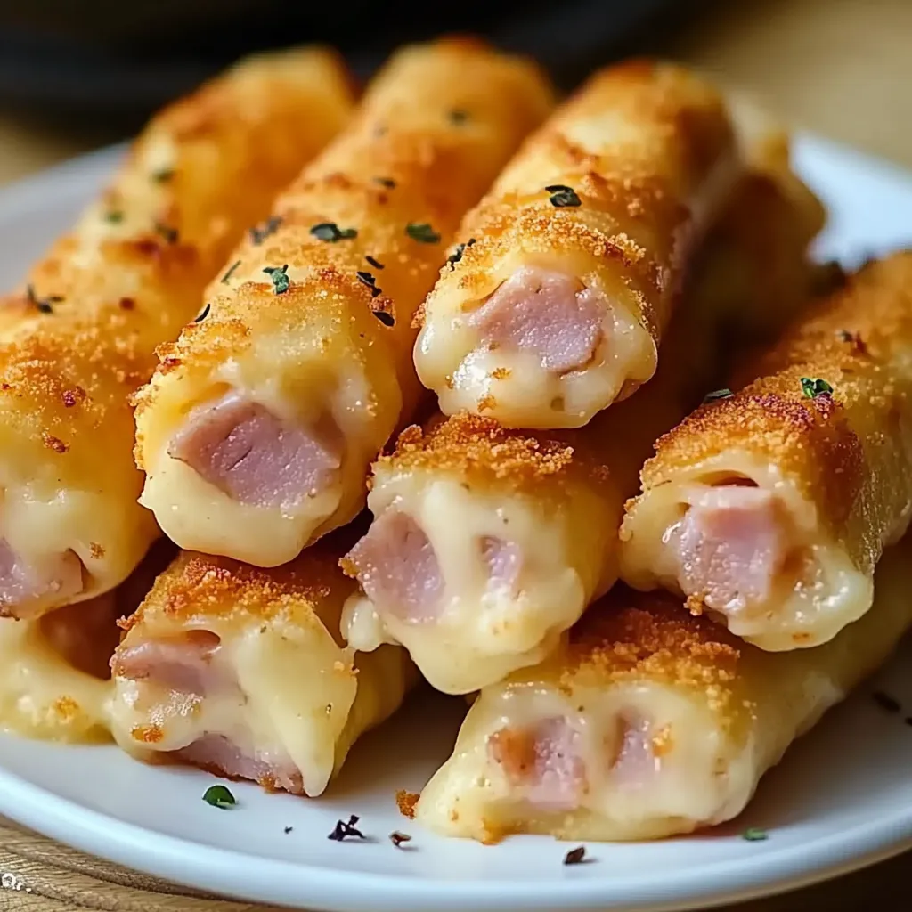 Close-up Ham and Cheese Sticks Recipe