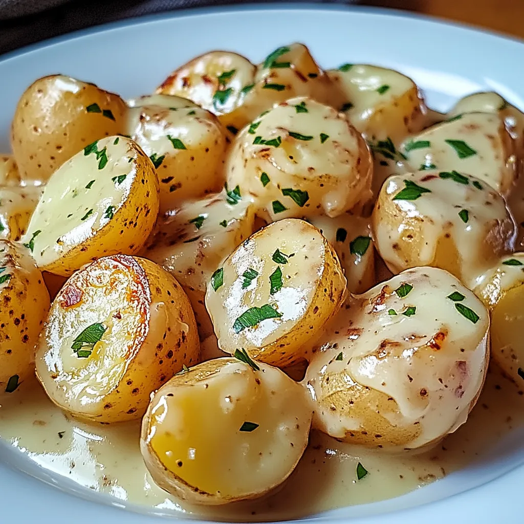 Creamy Garlic Sauce Baby Potatoes