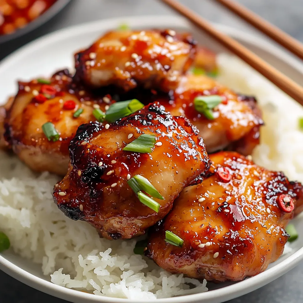 Close-up Sticky Sweet Chili Chicken Thighs