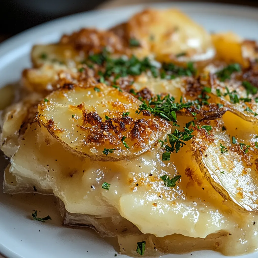 Close-up French Onion Potato Bake Recipe