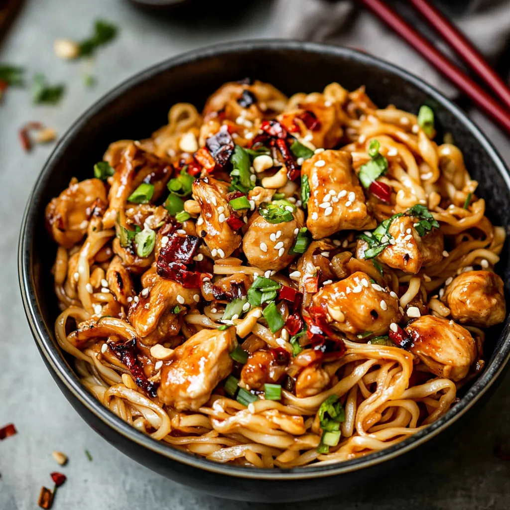 Saucy Kung Pao Chicken Noodles