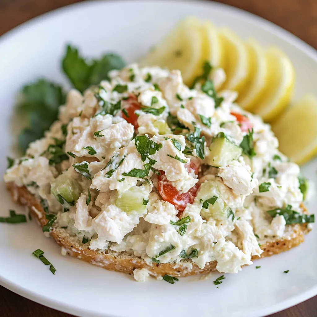 Close-up Cottage Cheese Chicken Salad Recipe