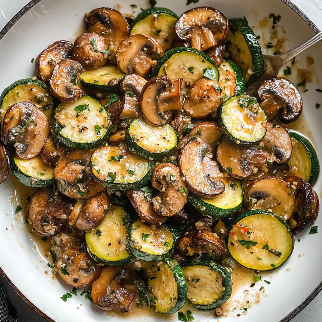 Healthy Skillet Zucchini and Mushrooms