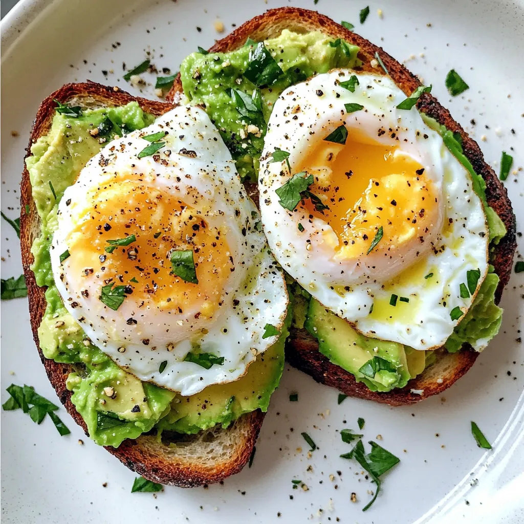 Close-up Poached Egg and Avocado Toast Recipe