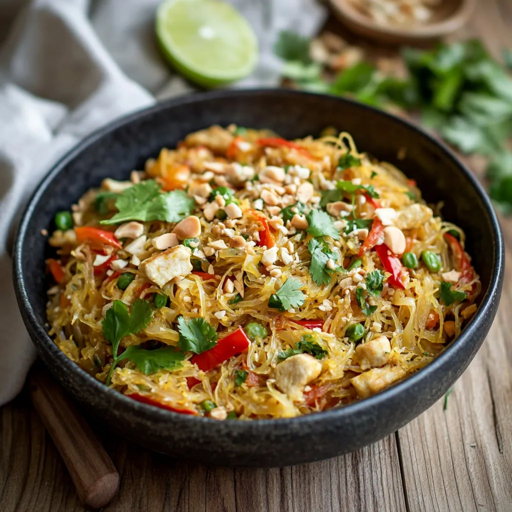 Close-up Spaghetti Squash Pad Thai Recipe