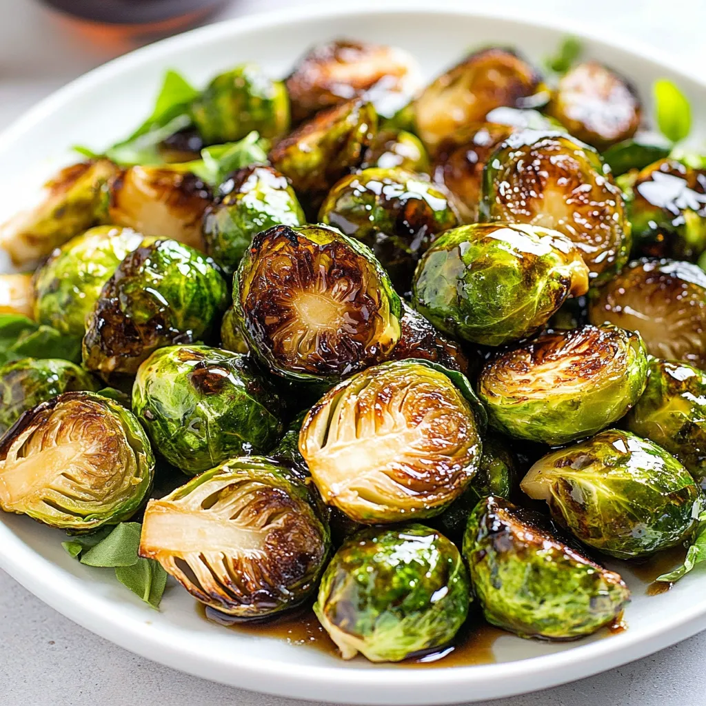 Close-up Honey Balsamic Brussels Sprouts Recipe