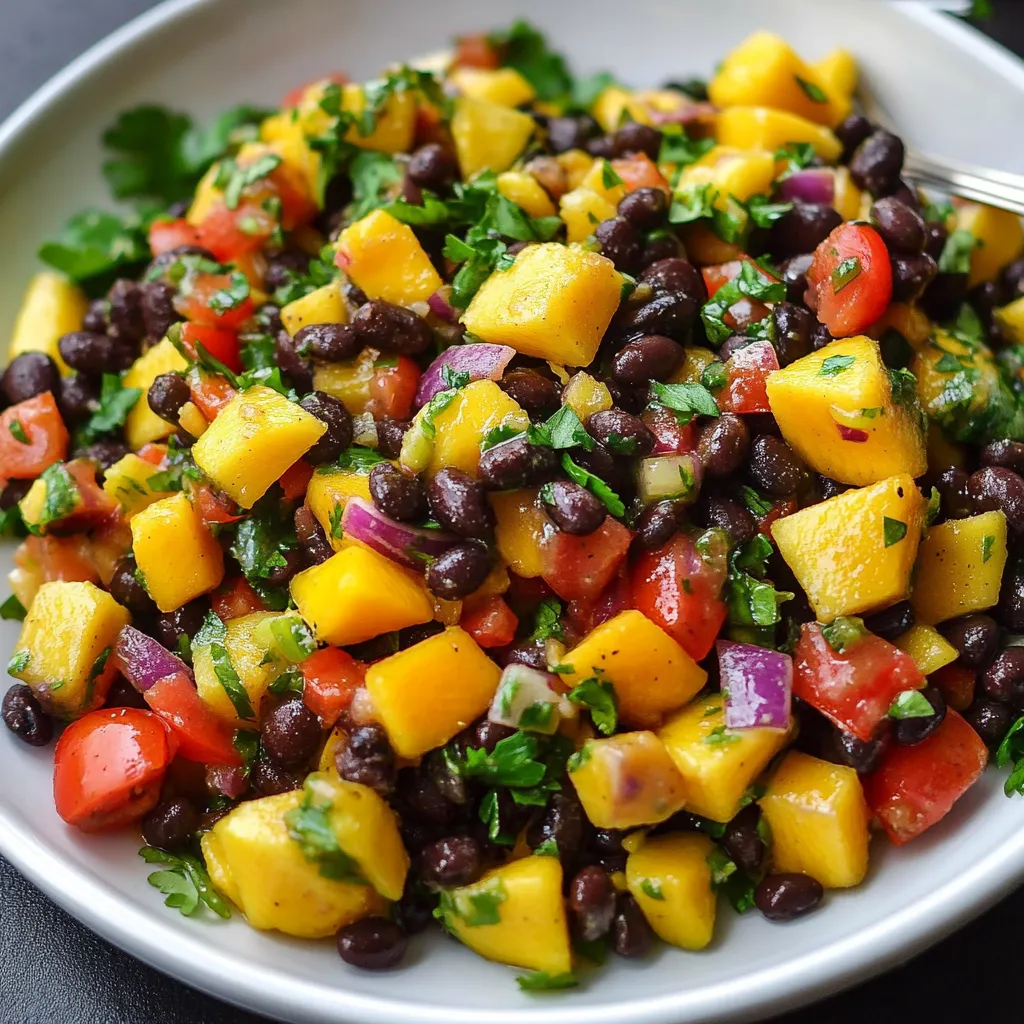 Close-up Black Bean Mango & Avocado Salad Recipe