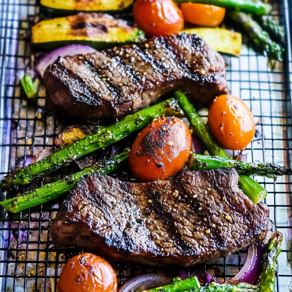 Close-up One Pan Balsamic Steak and Veggies Recipe