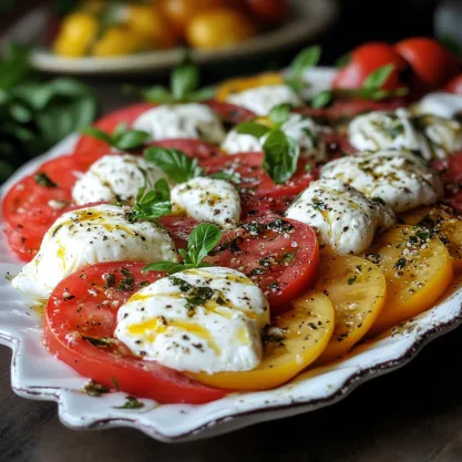 Close-up Burrata Caprese Salad Recipe