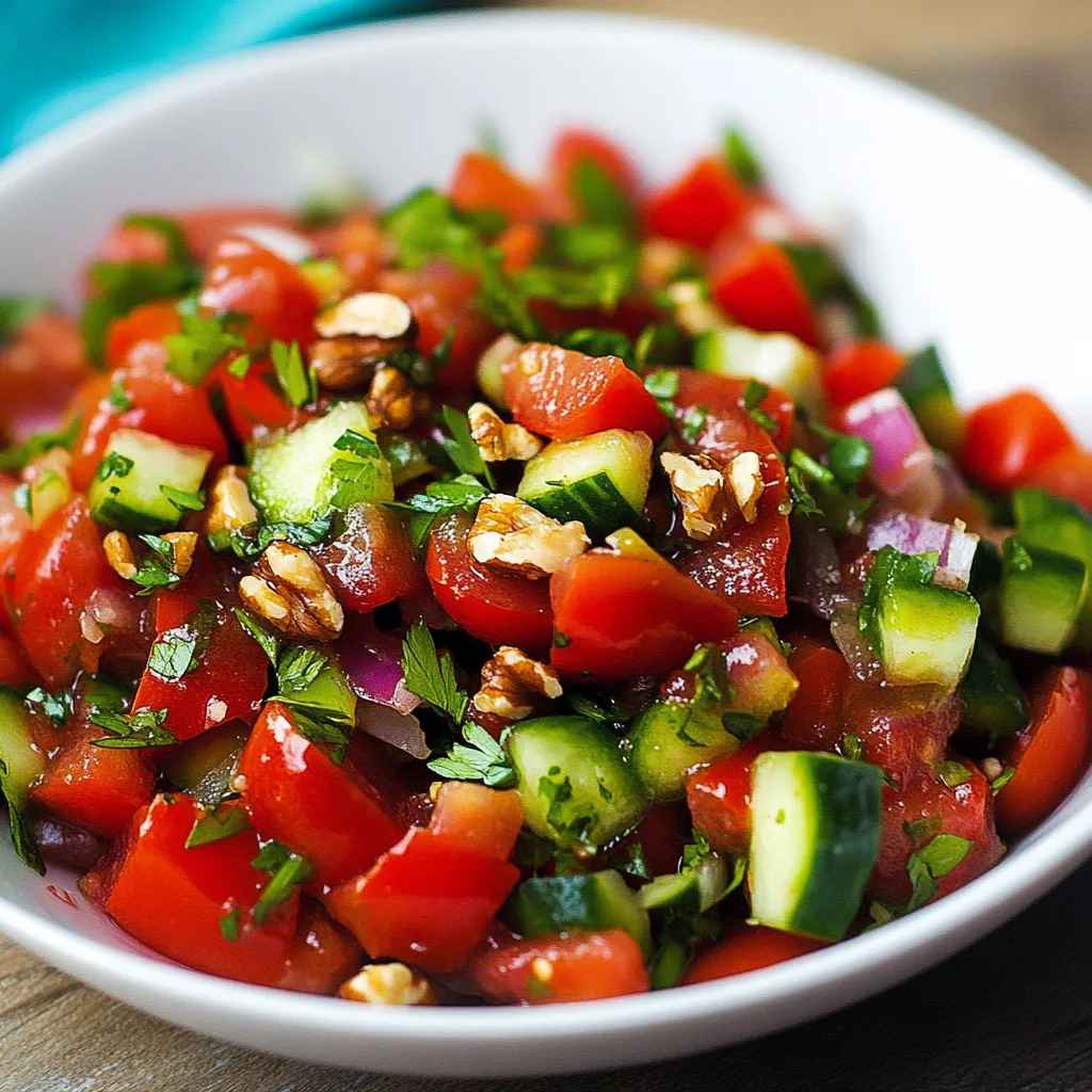 Close-up Turkish Tomato Salad Gavurdagi Recipe