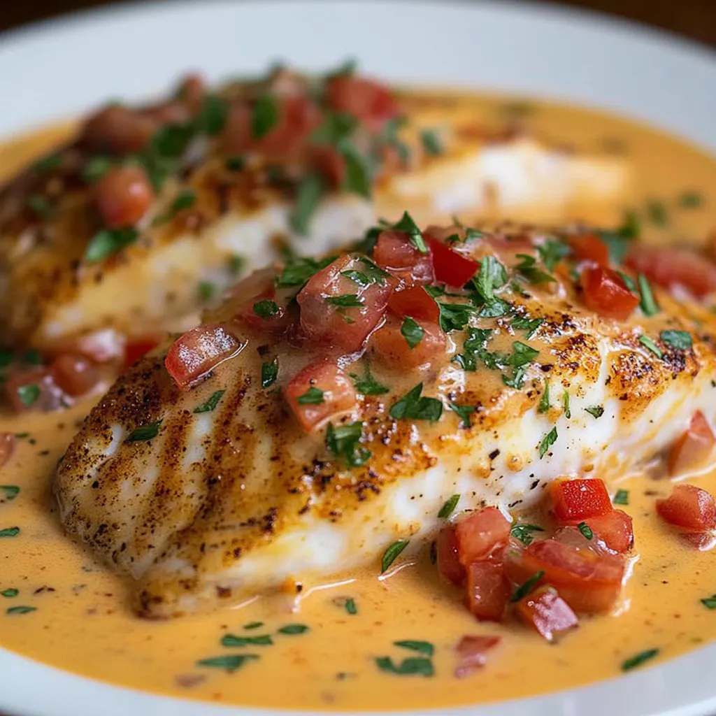 Close-up Red Snapper with Creamy Creole Sauce