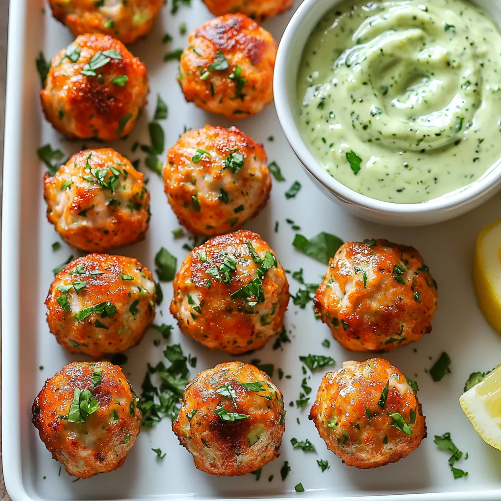 Savory Baked Salmon Meatballs with a Tangy Avocado Sauce