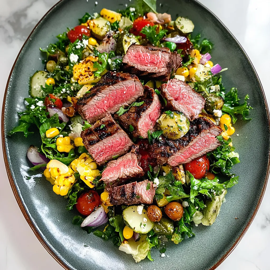 Close-up Grilled Steak Summer Salad Recipe