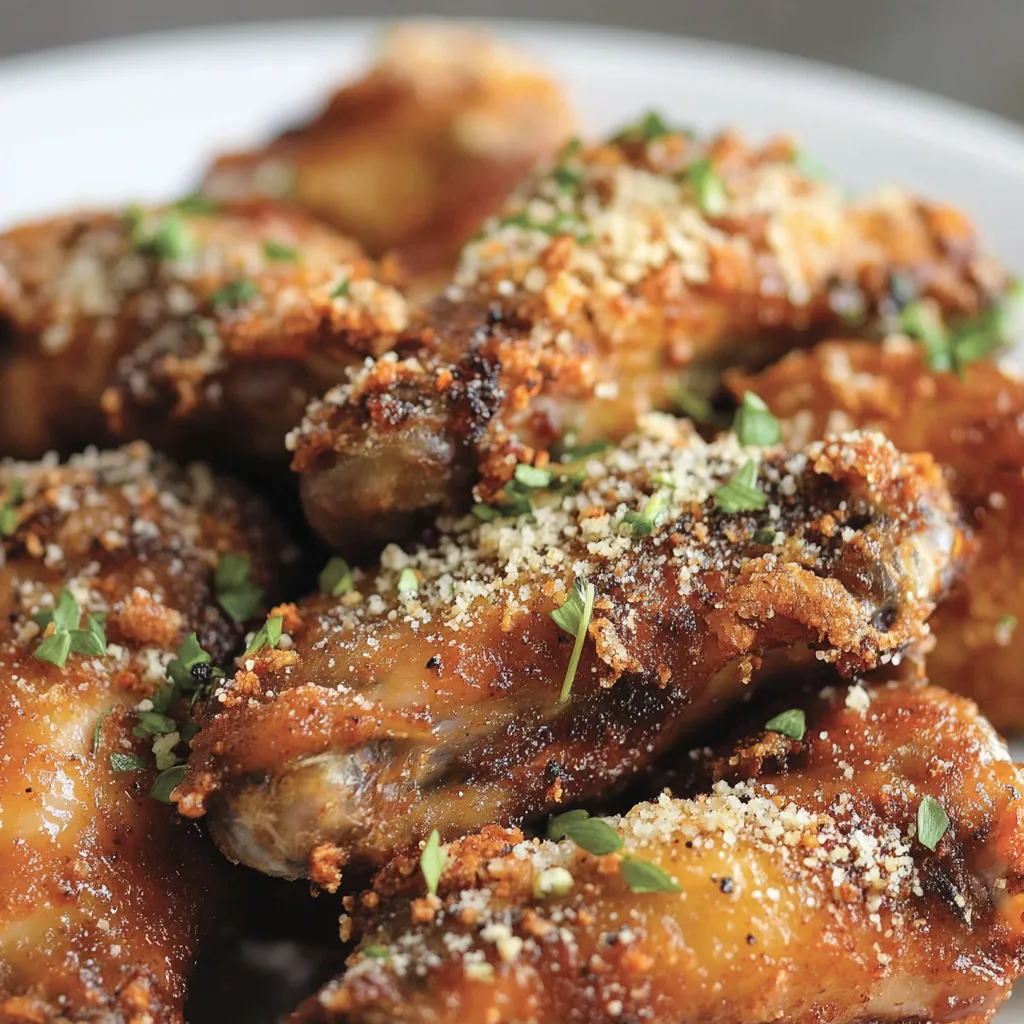 Close-up Garlic Parmesan Chicken Wings Recipe