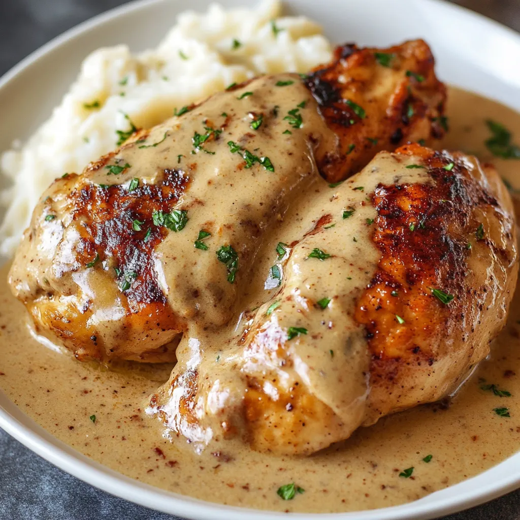 Close-up Smothered Chicken Recipe