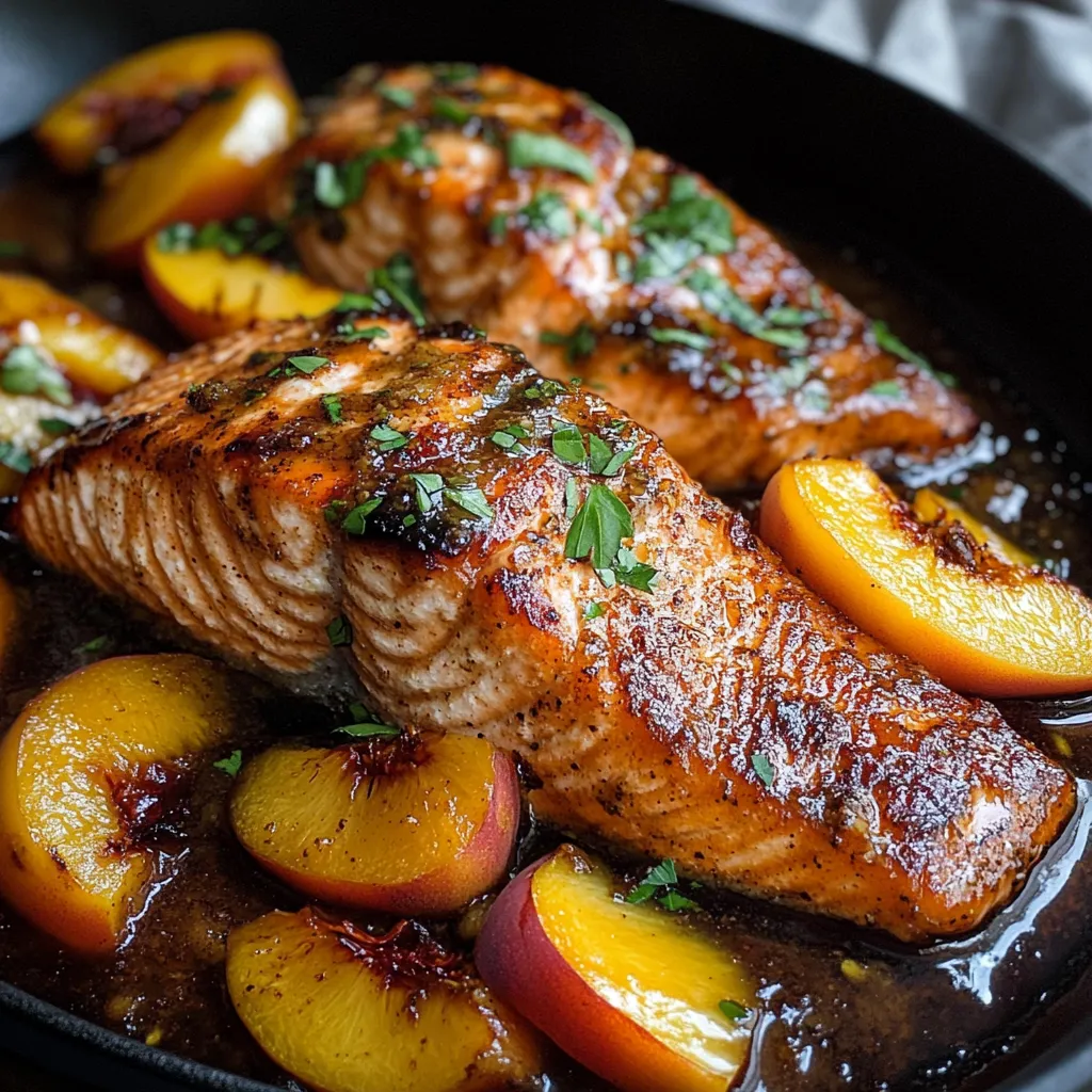 Delicious Bourbon Peach Roasted Salmon