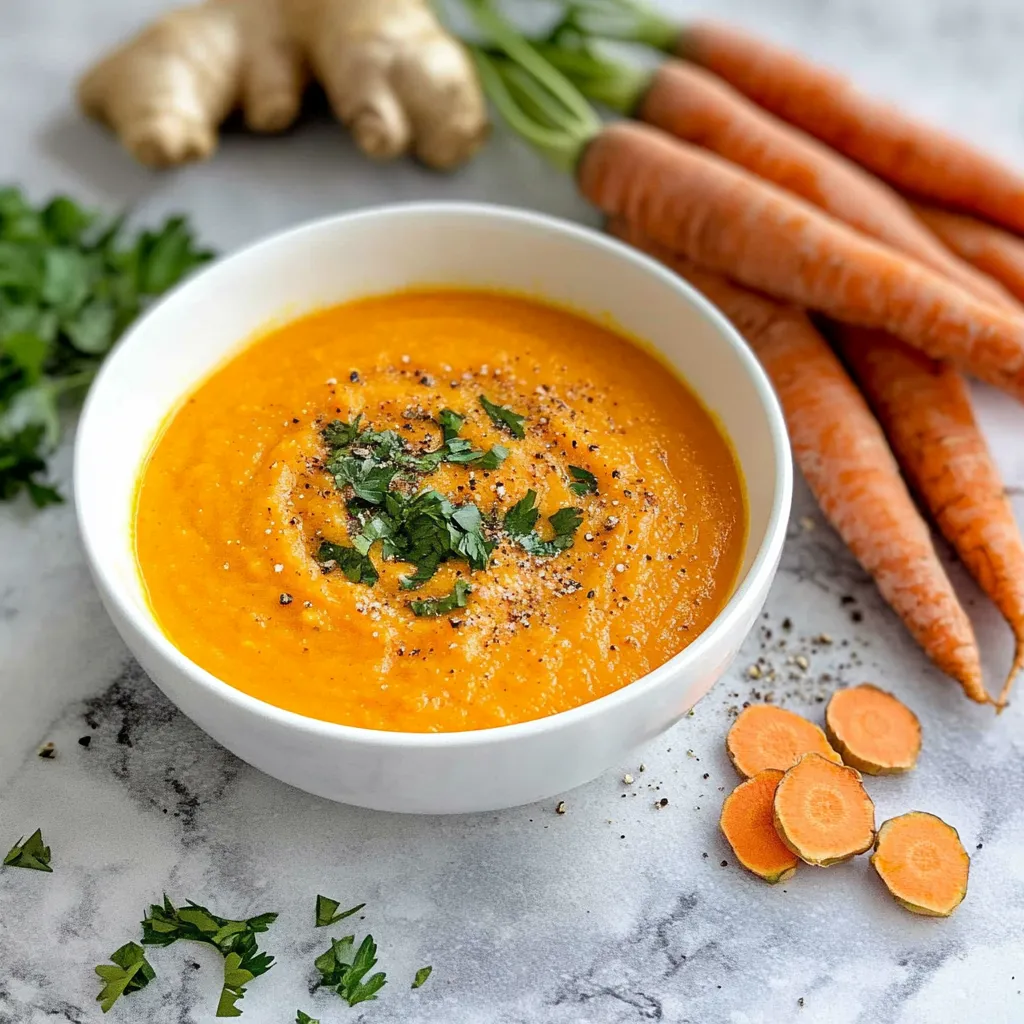 Close-up Immune Boosting Carrot Ginger Soup Recipe