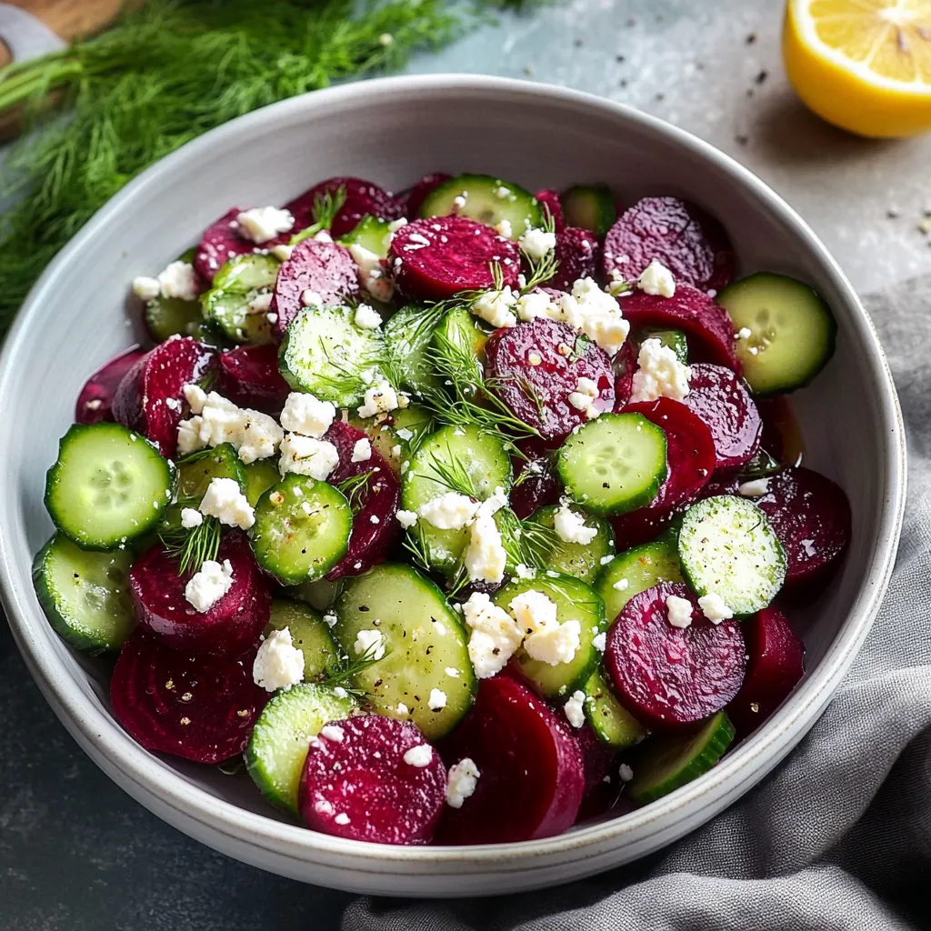 Close-up Beet and Cucumber Salad Recipe